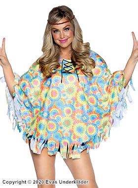 Female hippie, costume poncho, lacing, fringes